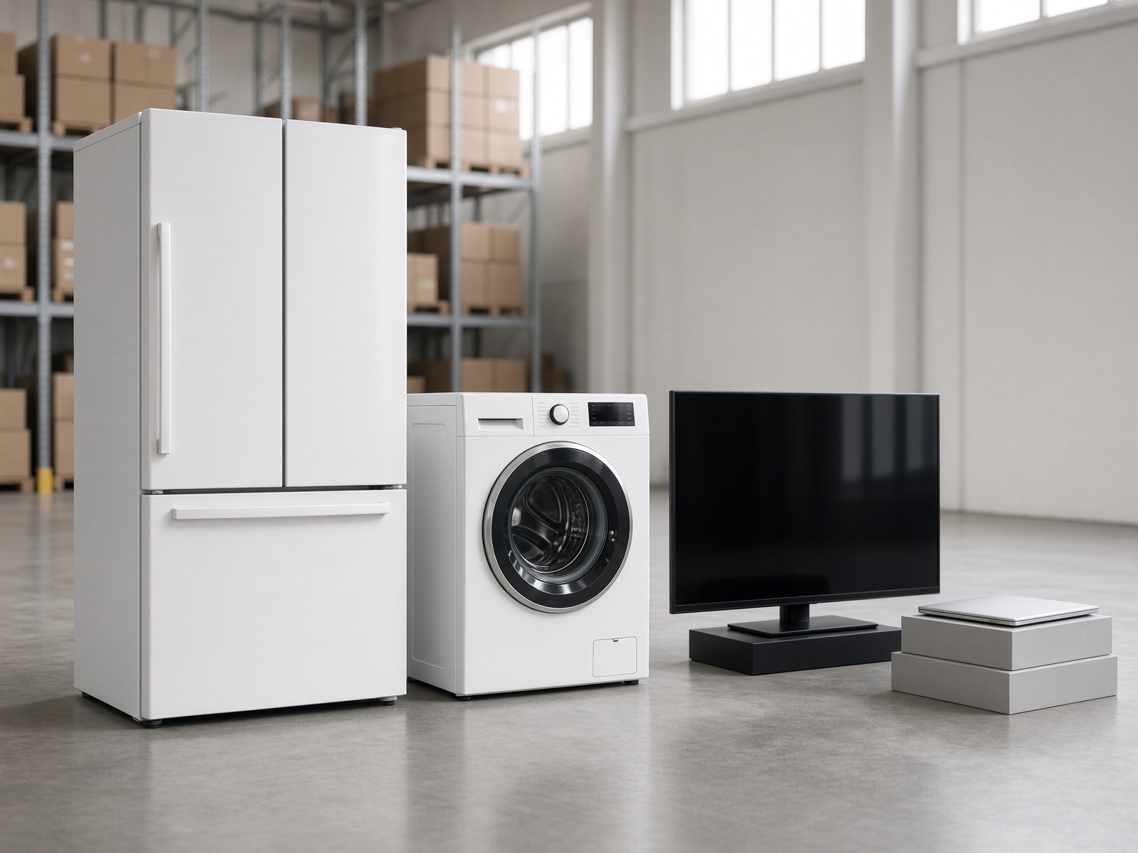 冷蔵庫、洗濯機、液晶テレビ、ノートパソコン